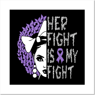 Her Fight Is My Fight Teal Ribbon Awareness Women Cute Posters and Art